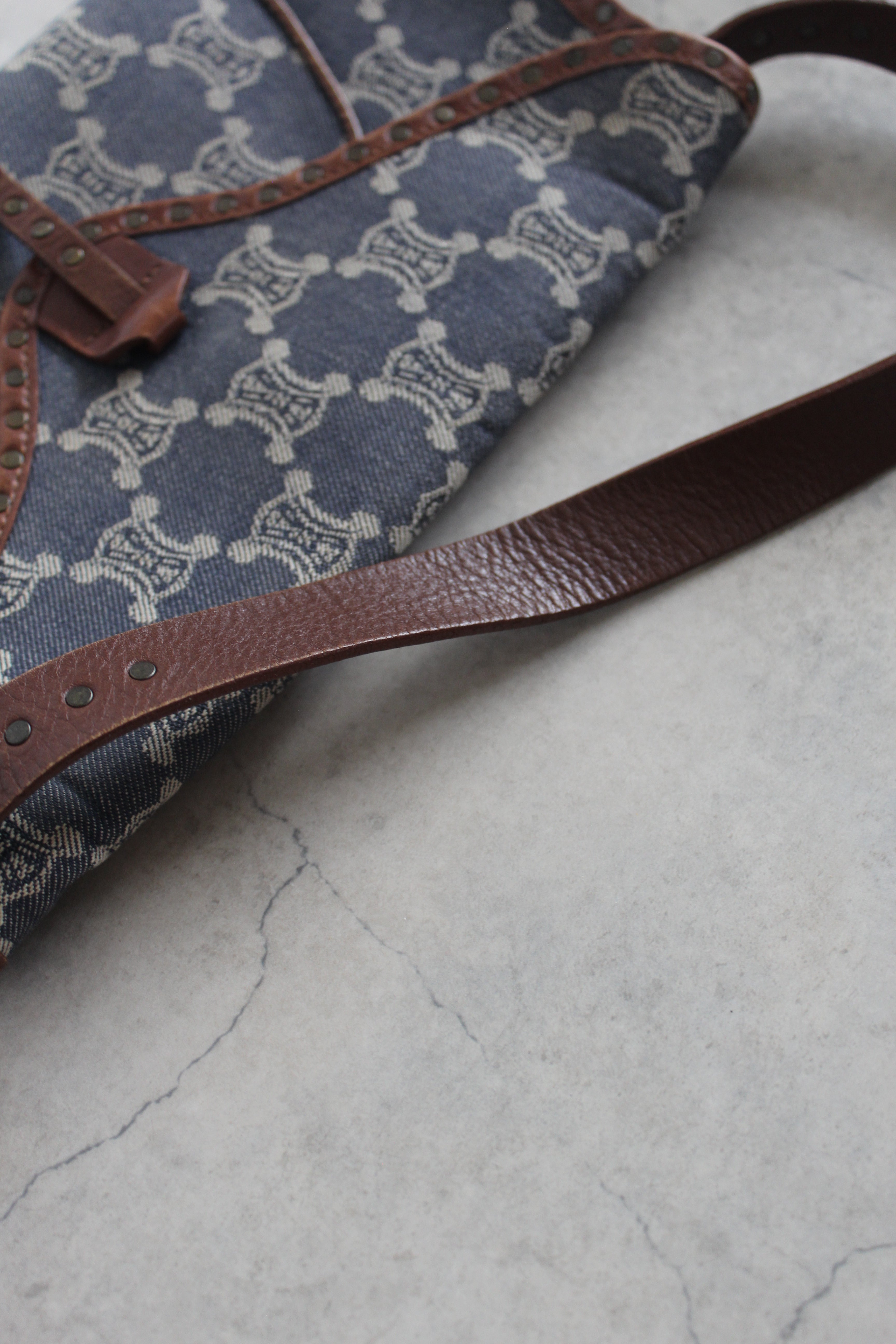 Paris Macadam Denim Shoulder beg in Indigo Blue