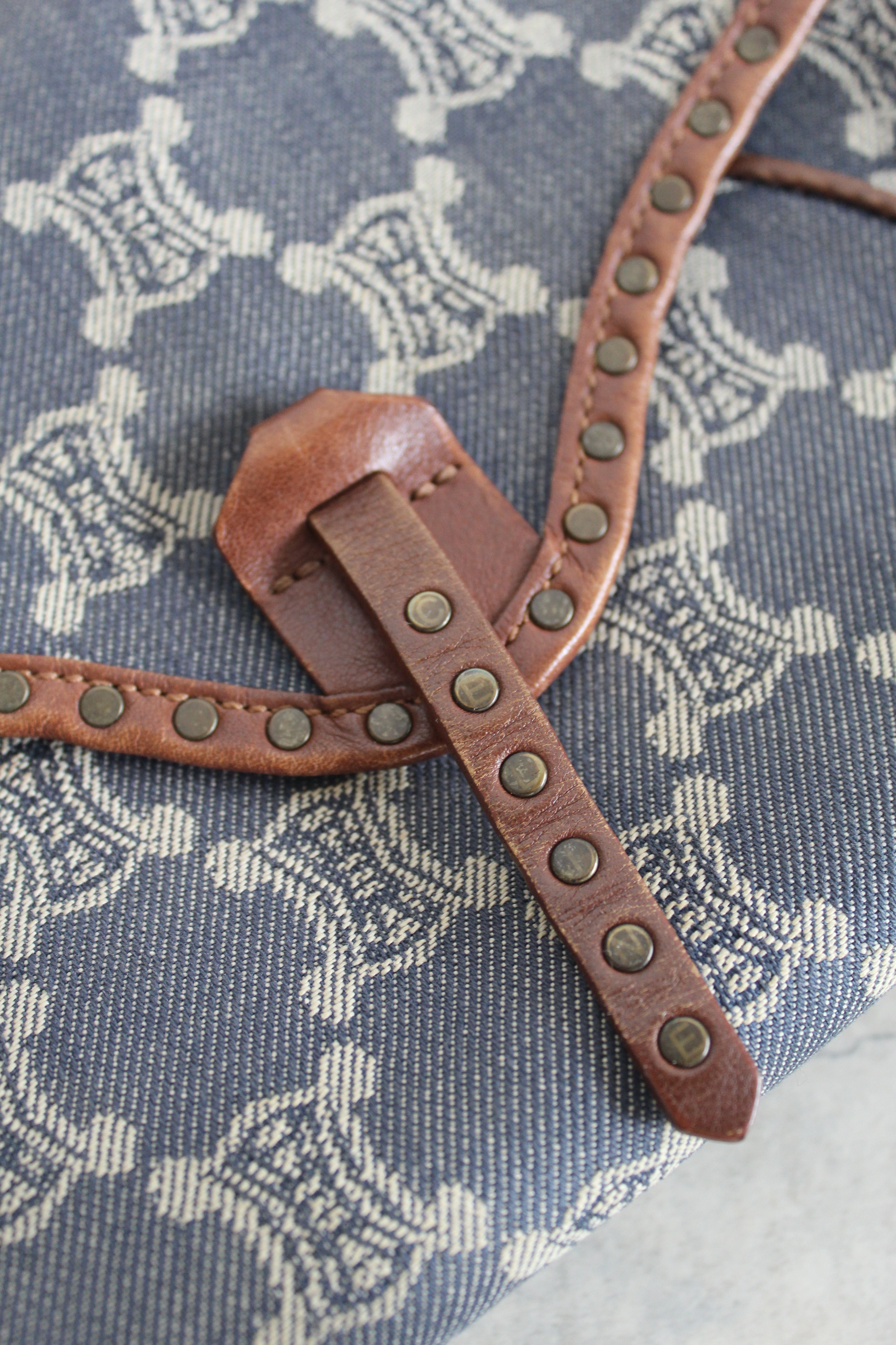 Paris Macadam Denim Shoulder beg in Indigo Blue
