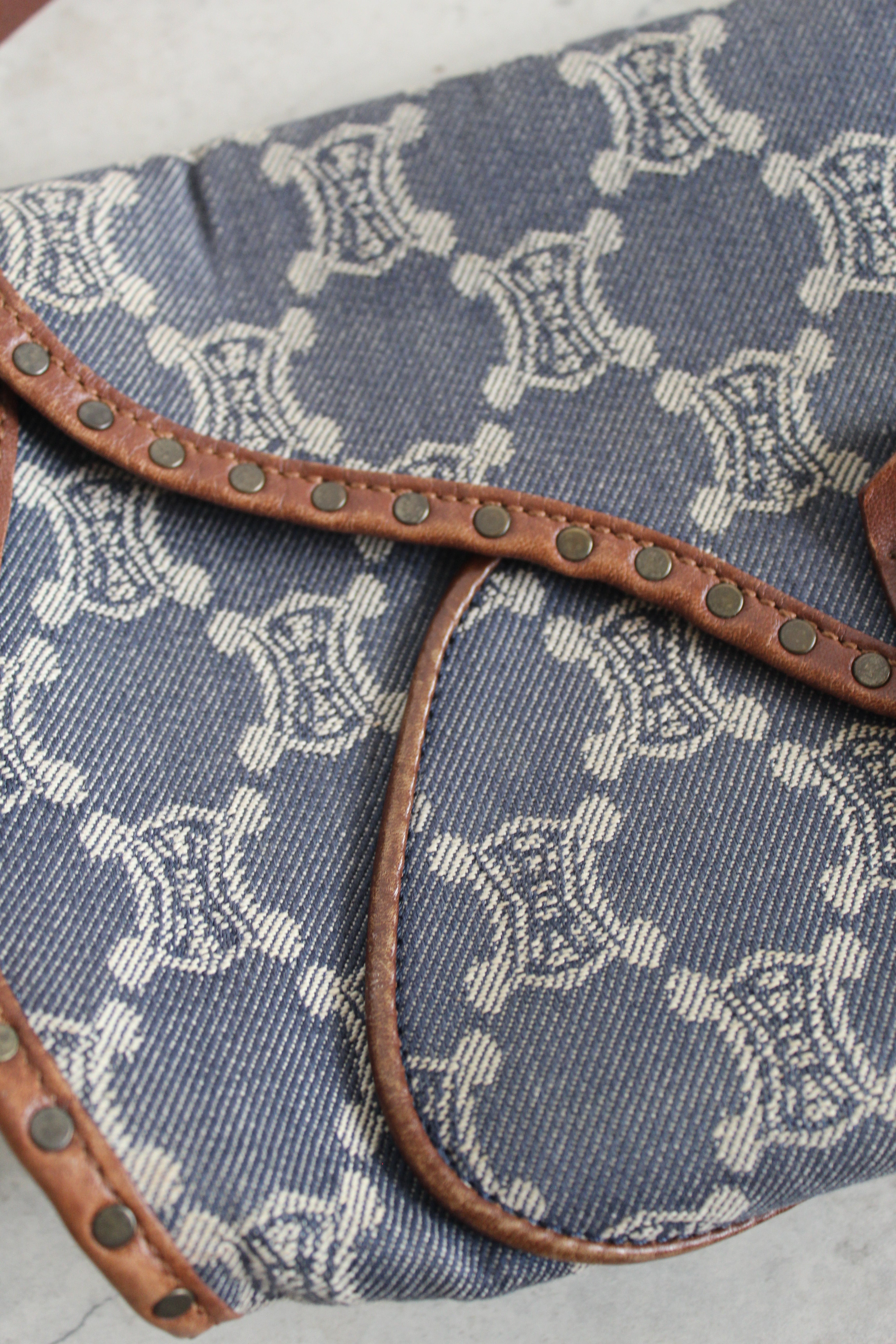 Paris Macadam Denim Shoulder beg in Indigo Blue