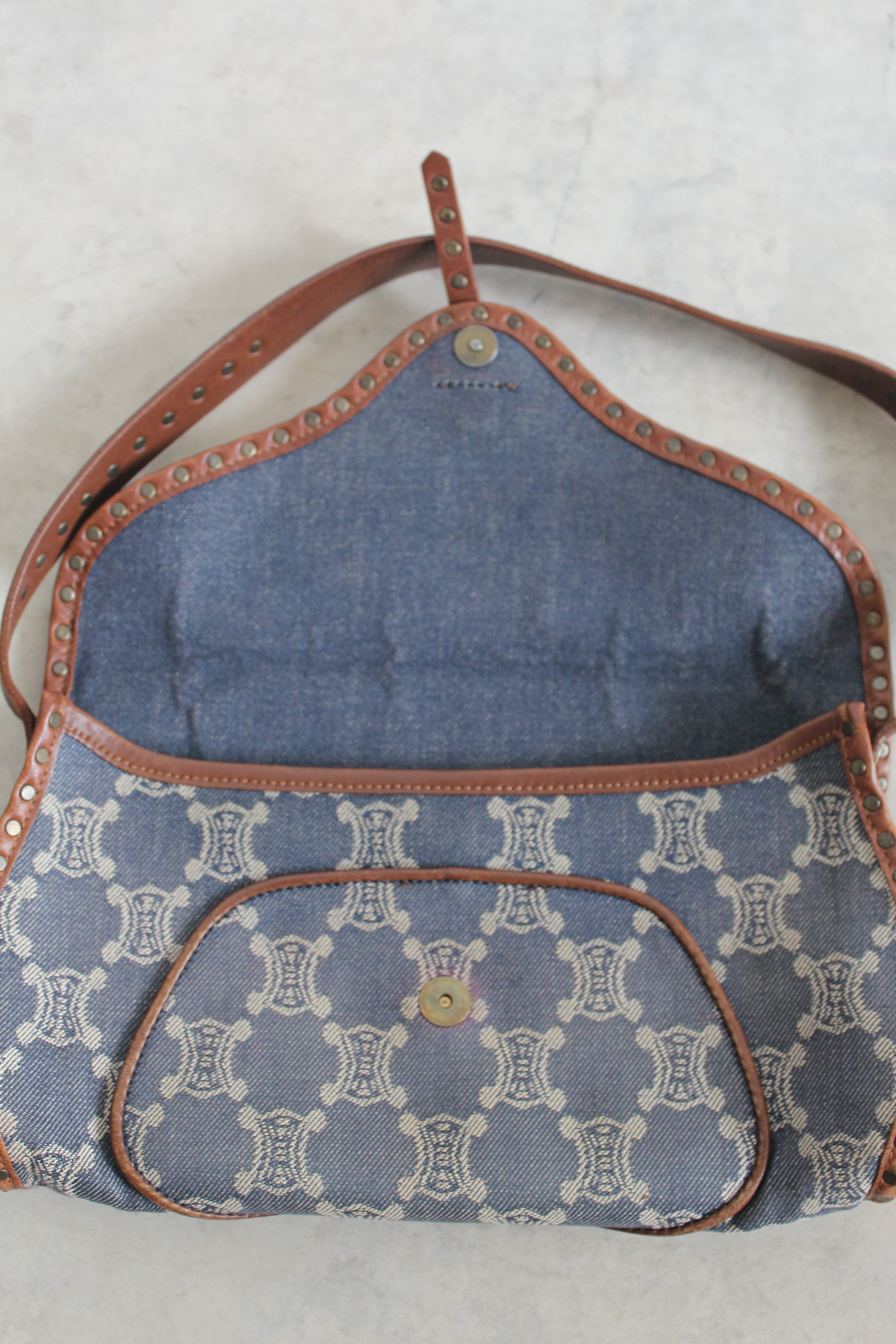 Paris Macadam Denim Shoulder beg in Indigo Blue