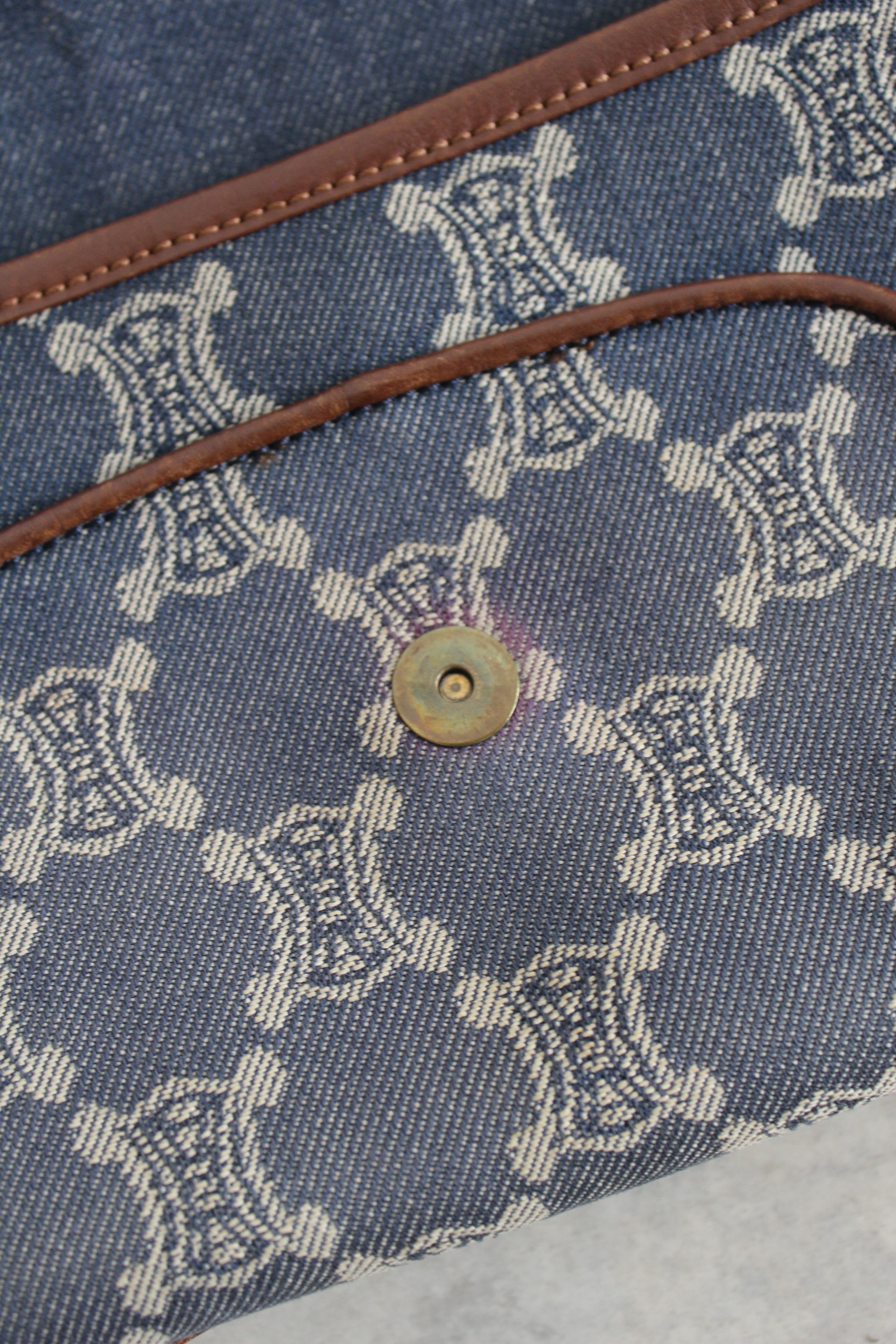 Paris Macadam Denim Shoulder beg in Indigo Blue
