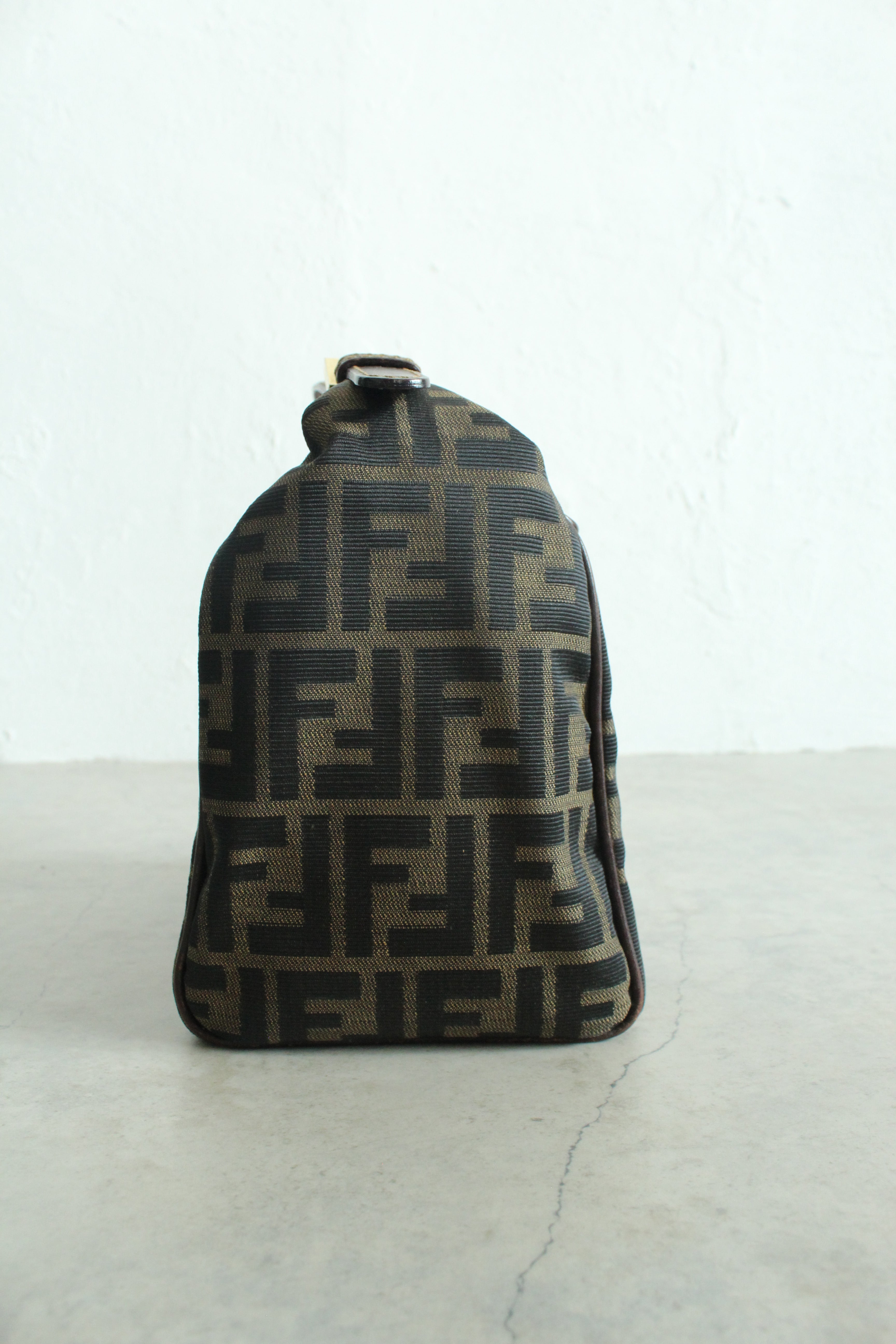 Zucca Canvas Shoulder Bag in Monogram and Gold-hardware