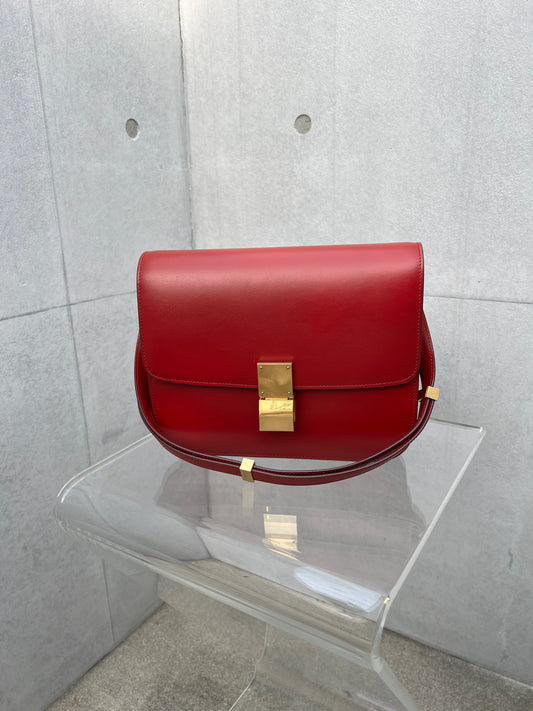Authentic Vintage Celine Classic Box Bag Medium in red
