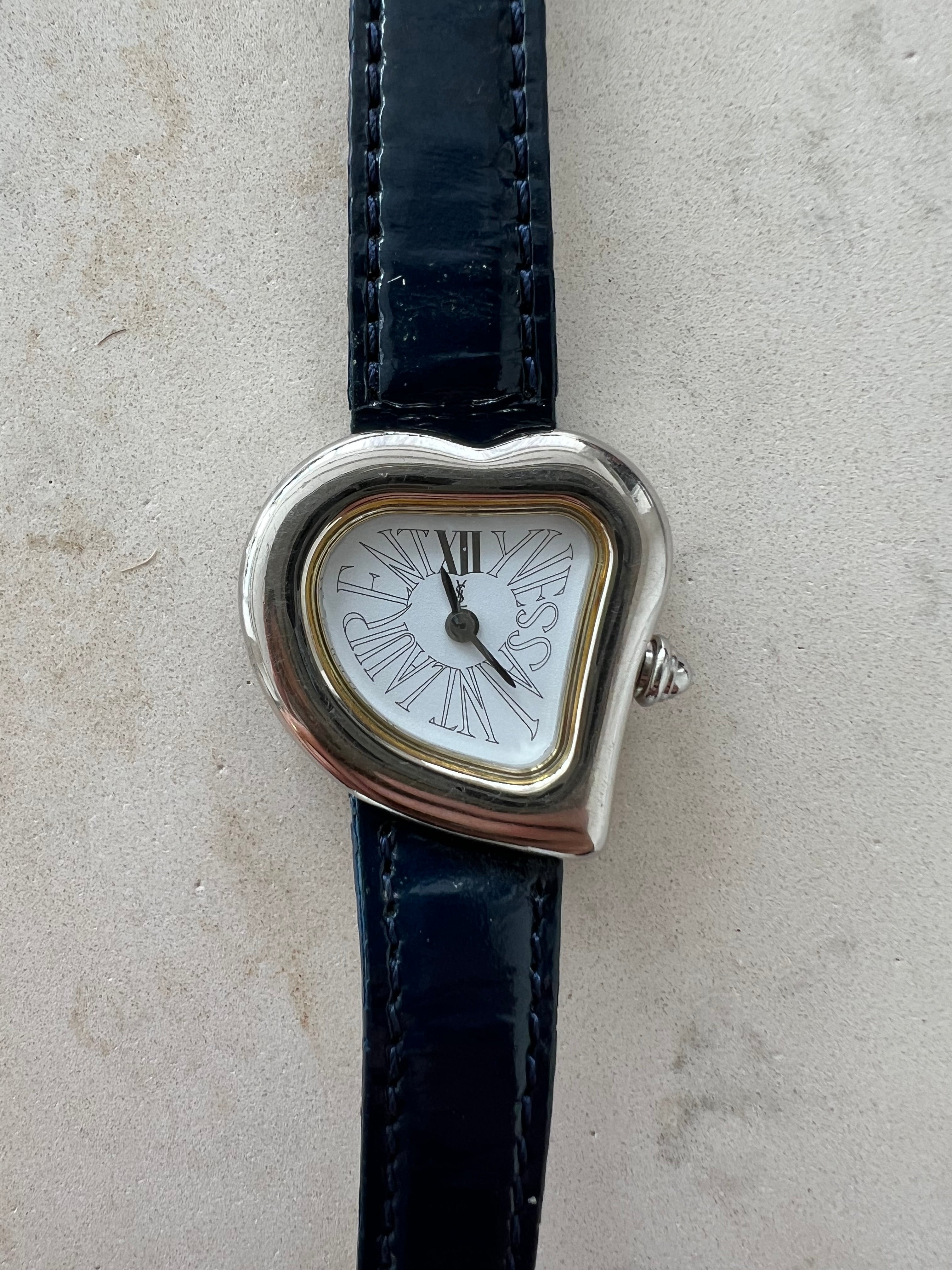 Sculptural heart watch black belt