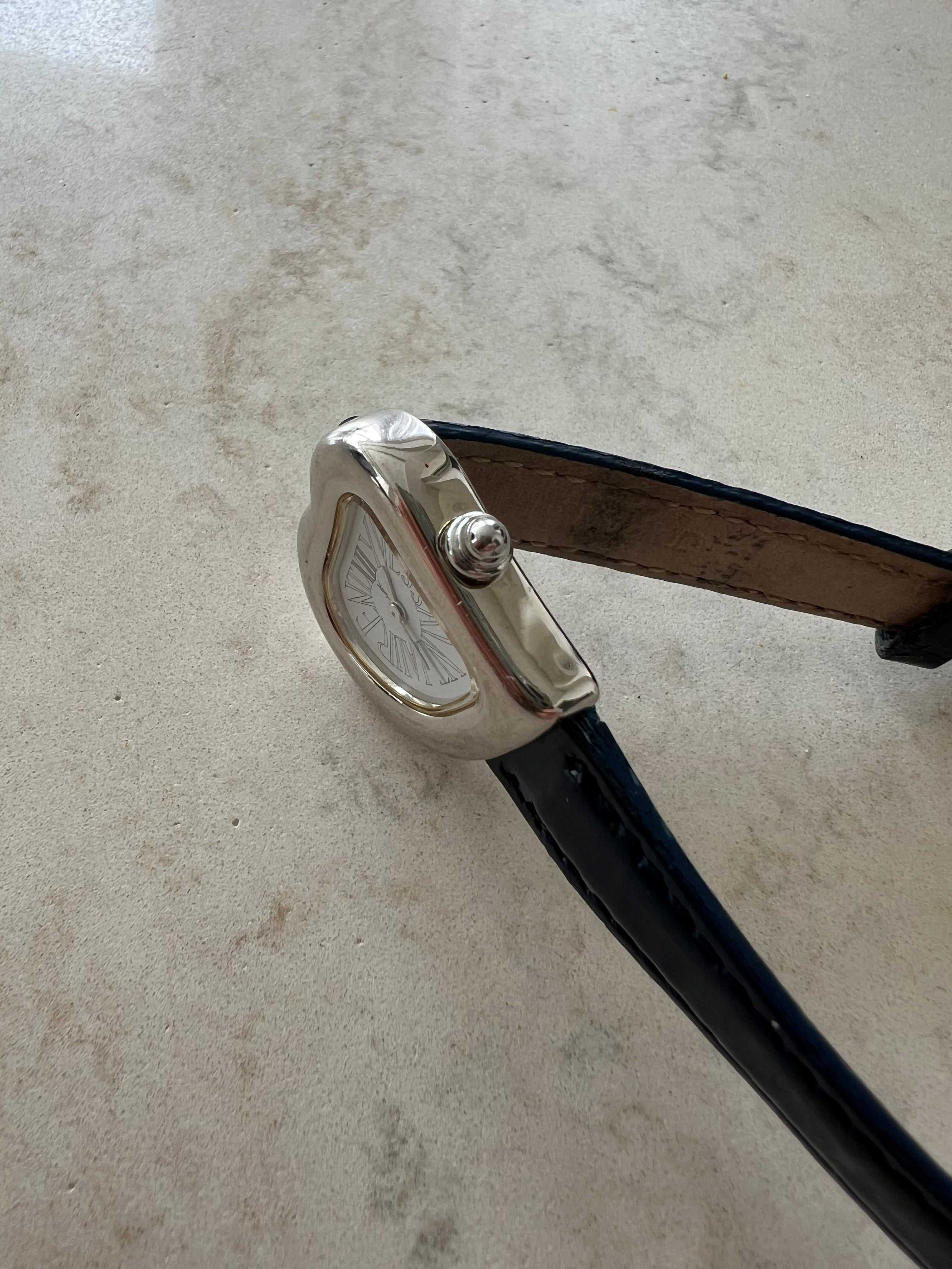 Sculptural heart watch black belt