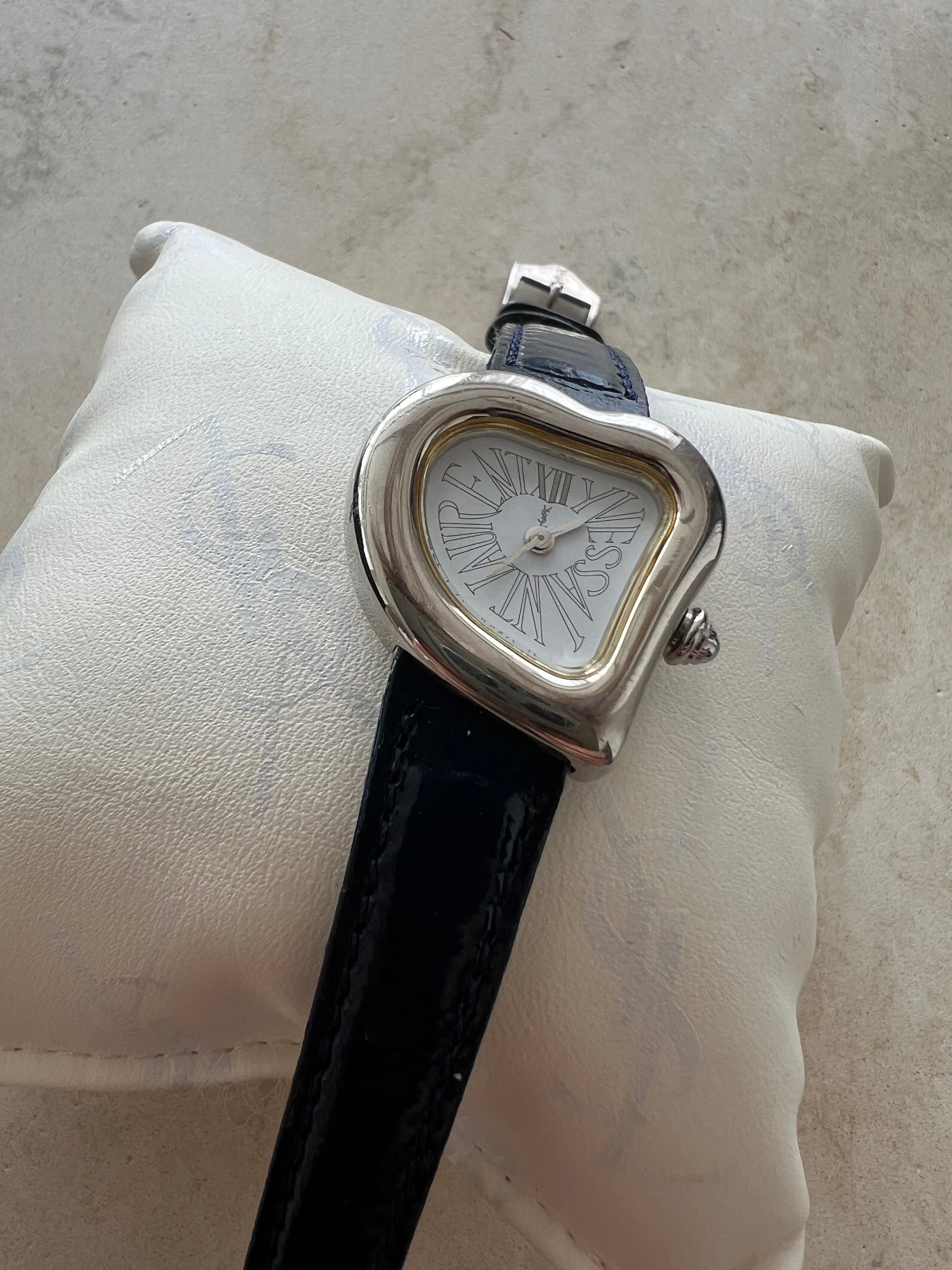 Sculptural heart watch black belt