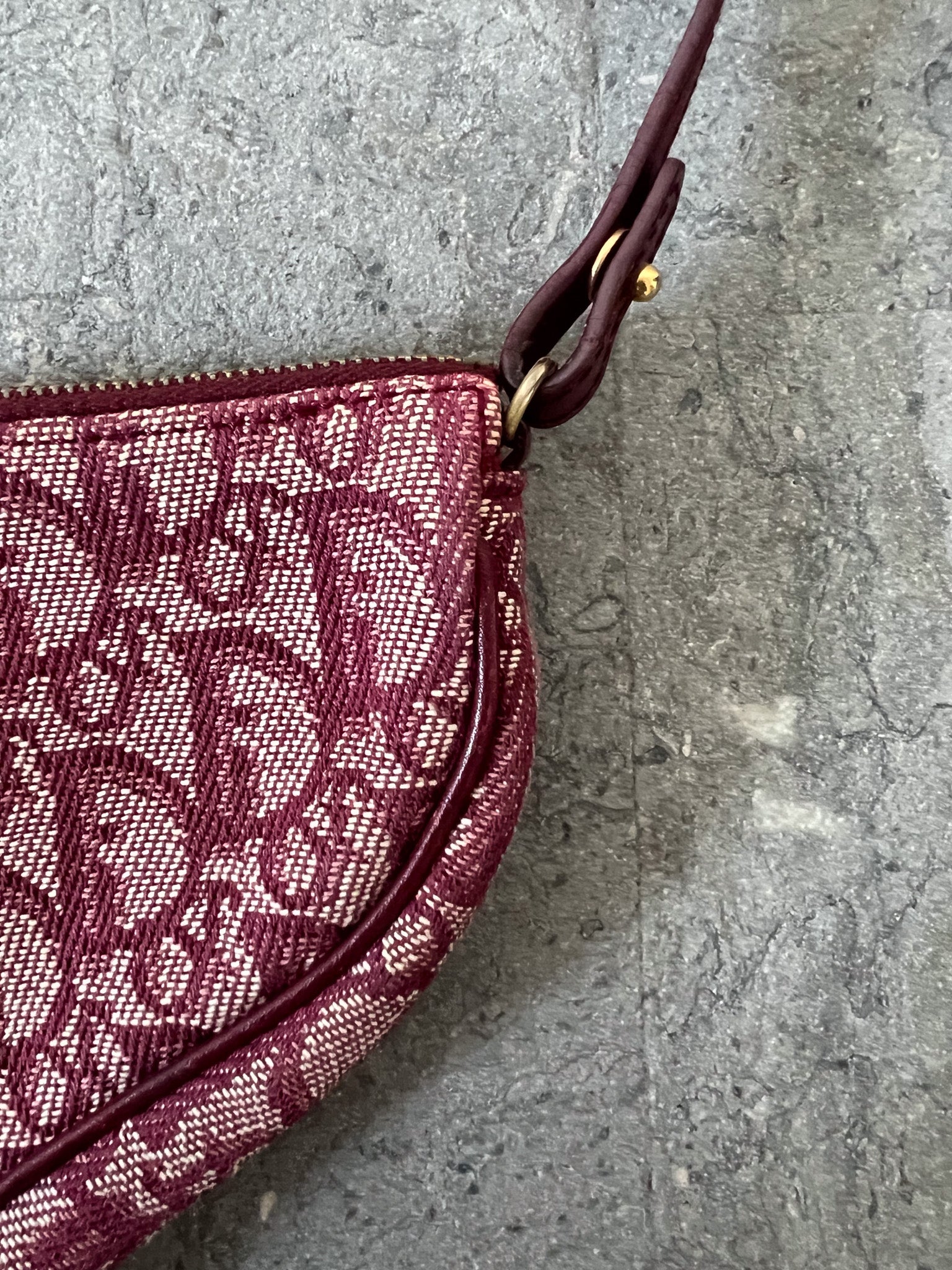 Trotter Canvas Saddle Pouch in Burgundy red