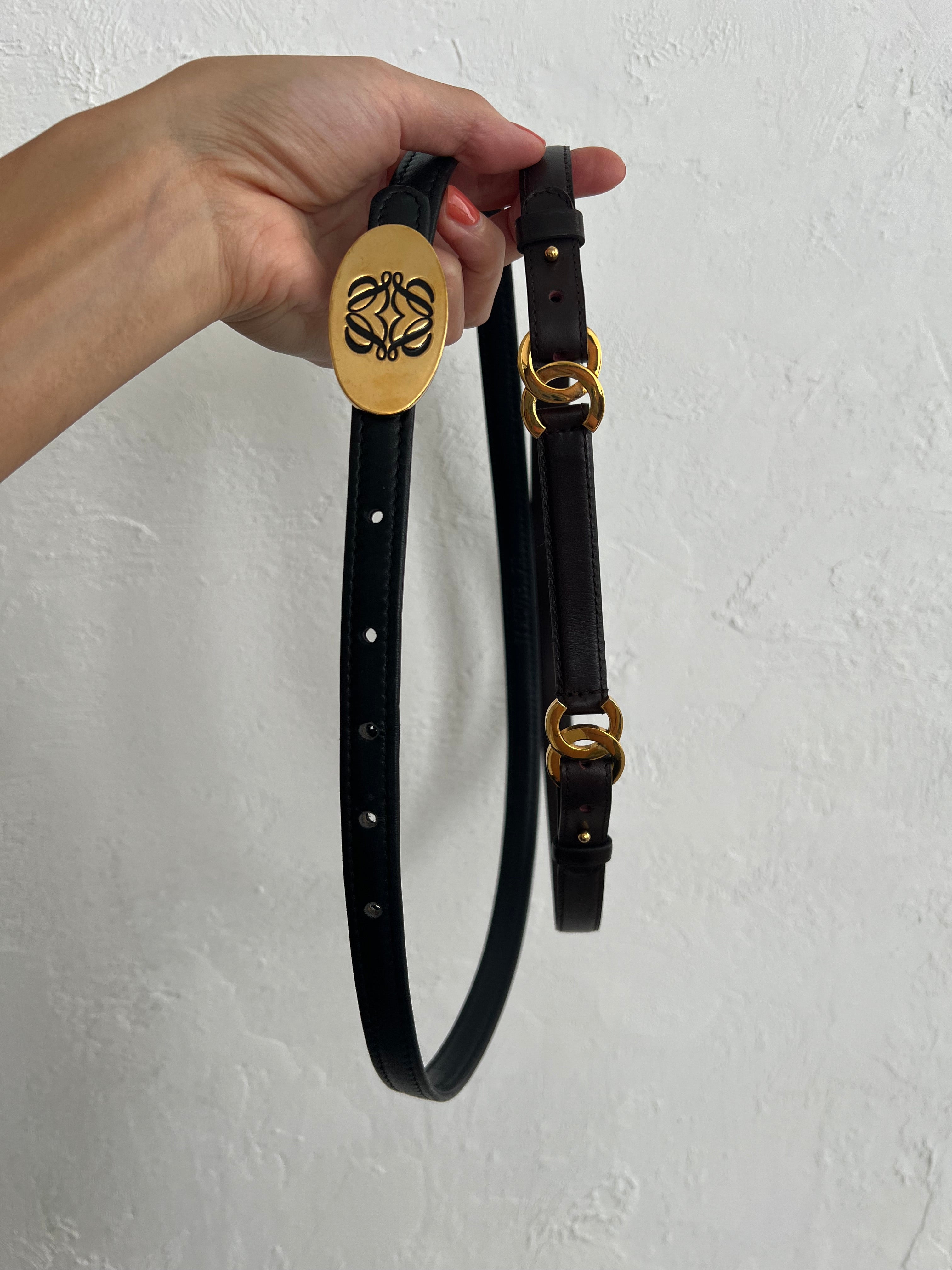 Coco mark Calf Leather in Dark brown belt 70