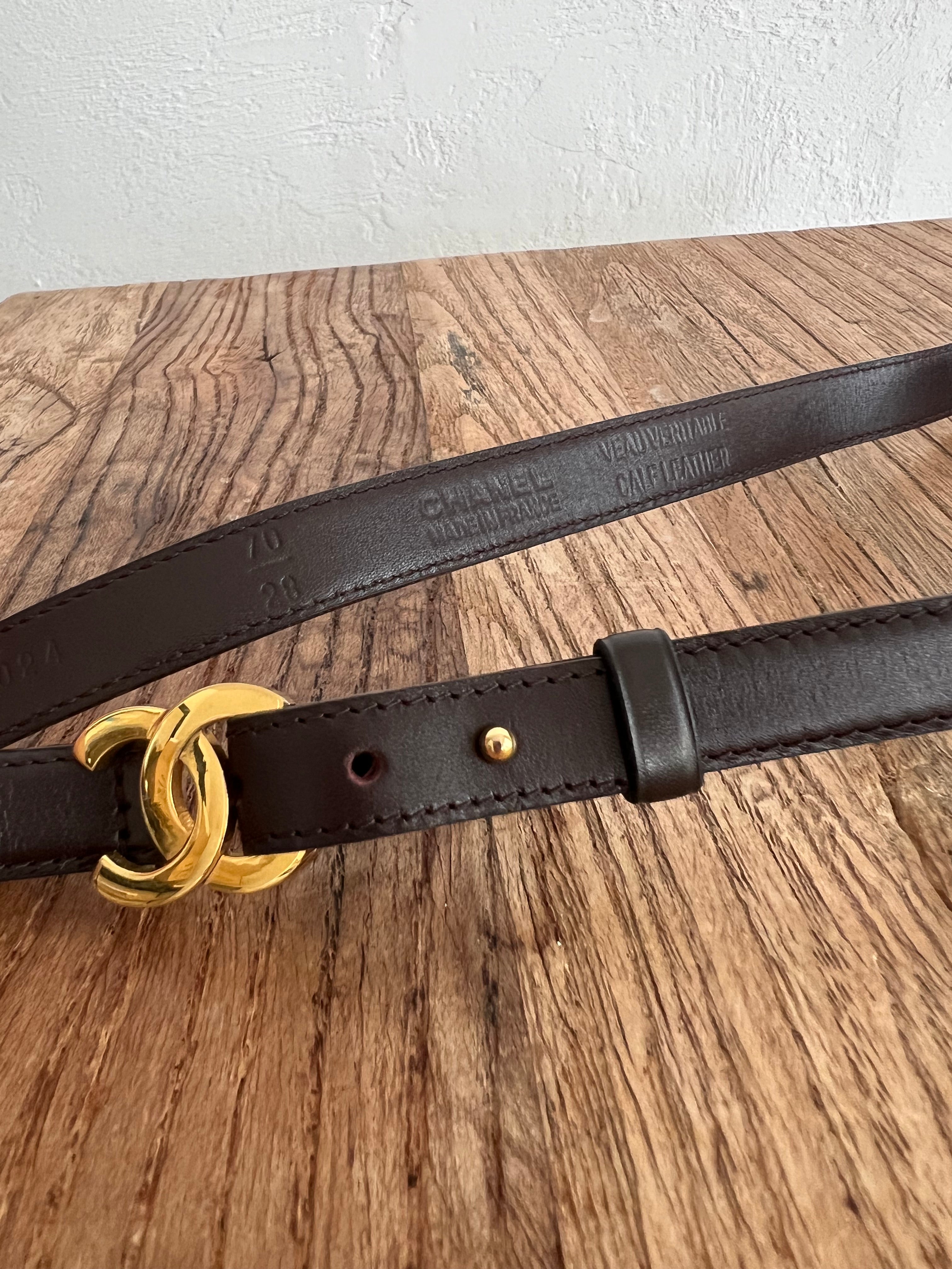 Coco mark Calf Leather in Dark brown belt 70
