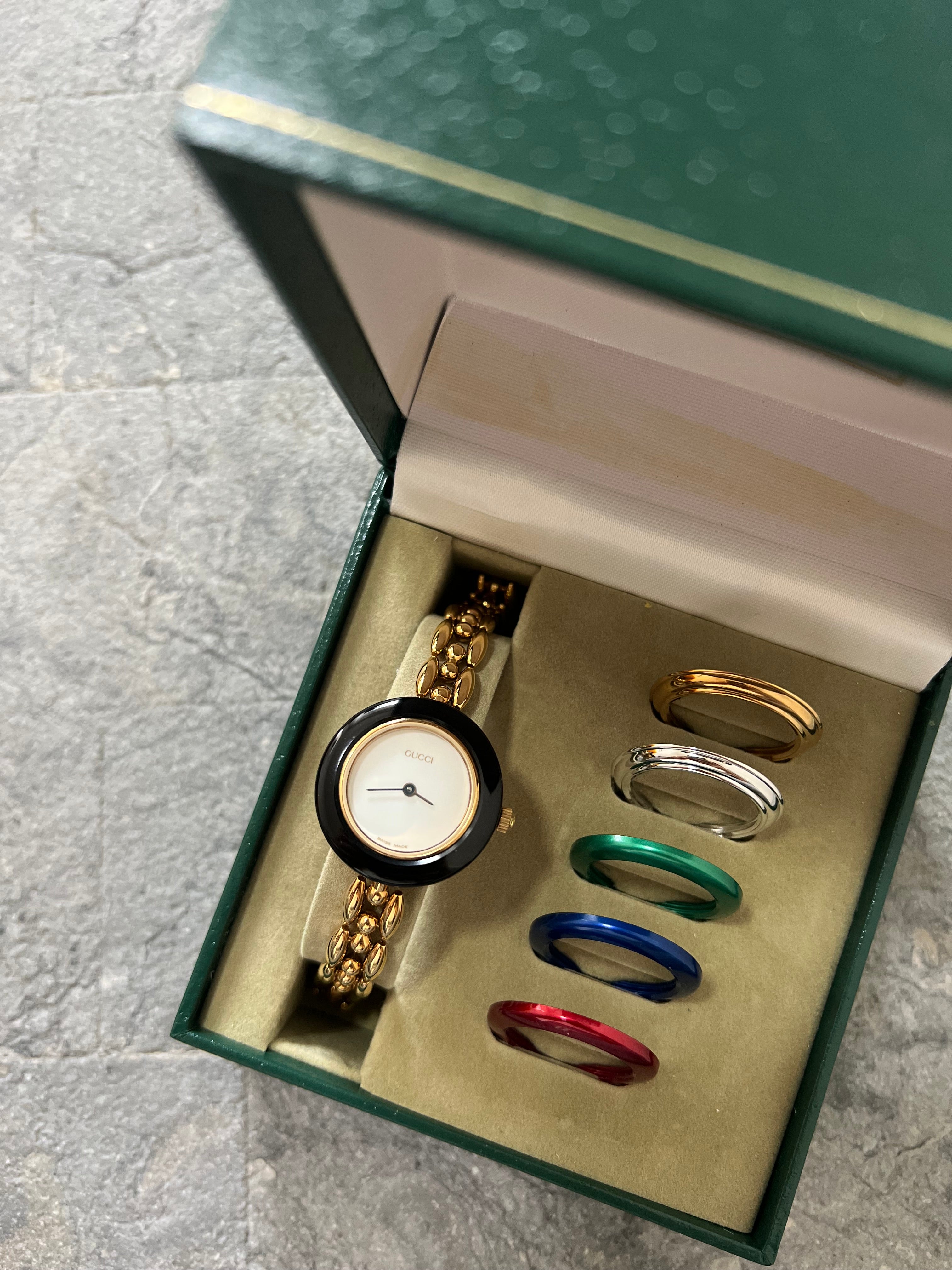 Interchangeable Bezel 6 colors Watch Accessories in Gold w original warranty card 1995