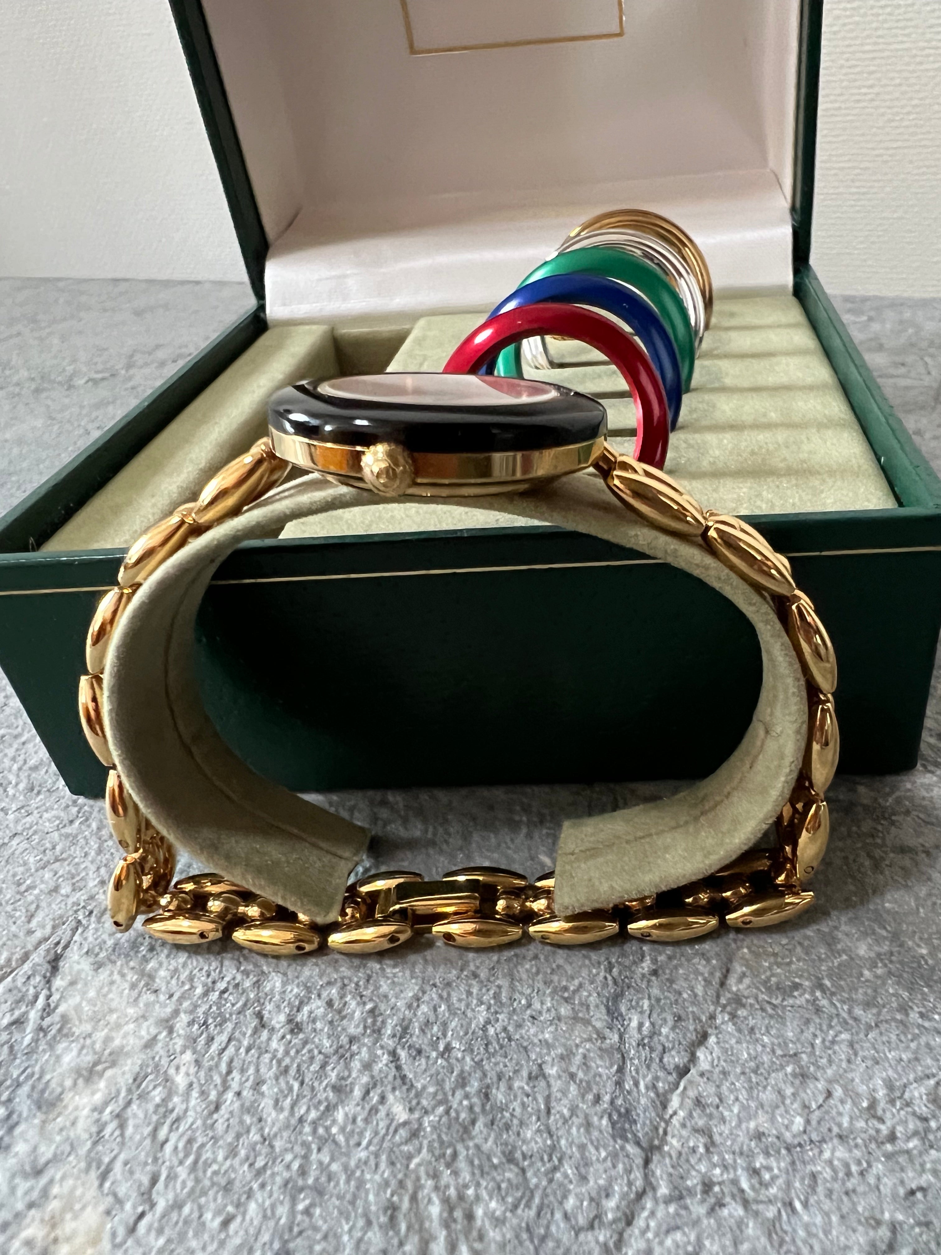 Interchangeable Bezel 6 colors Watch Accessories in Gold w original warranty card 1995