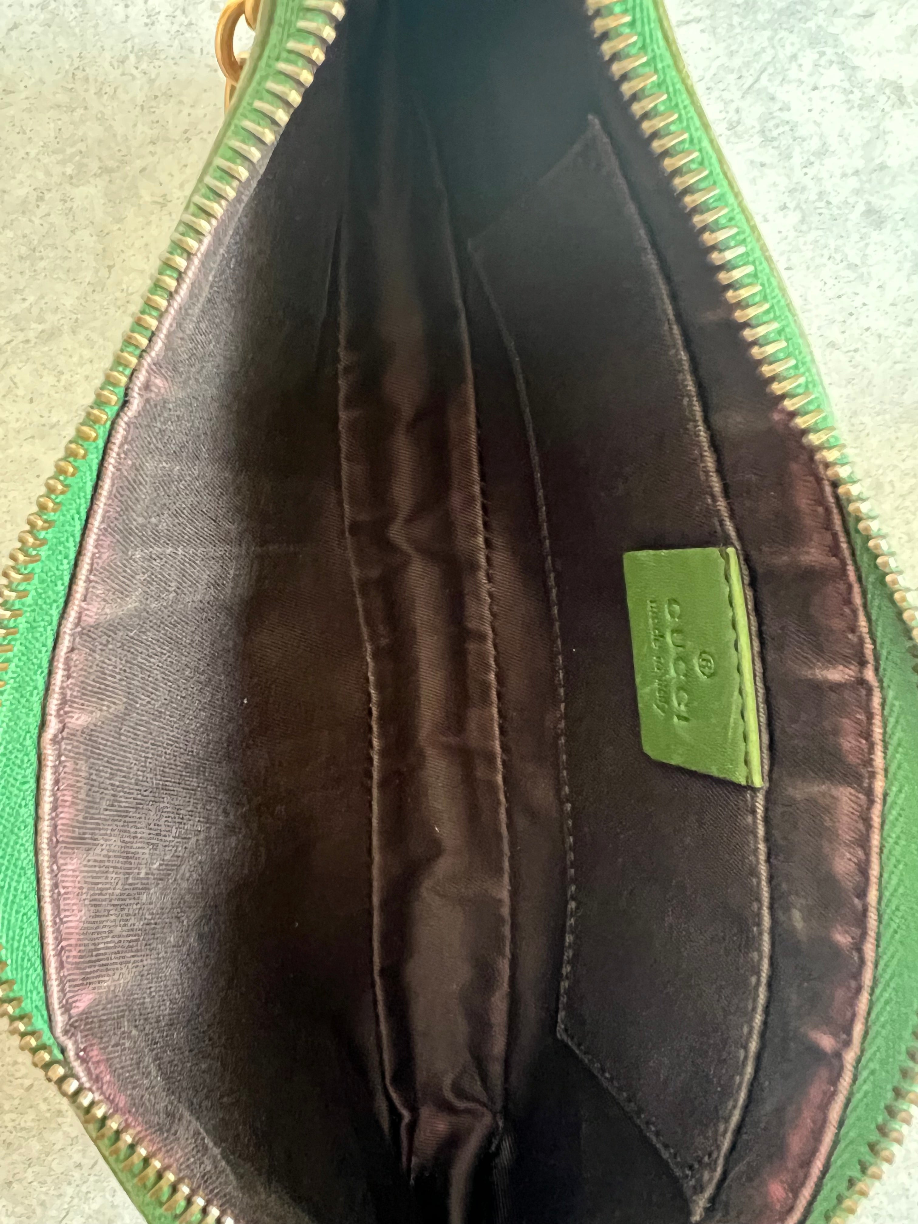 Chain Canvas Mini Purse in Green Suede