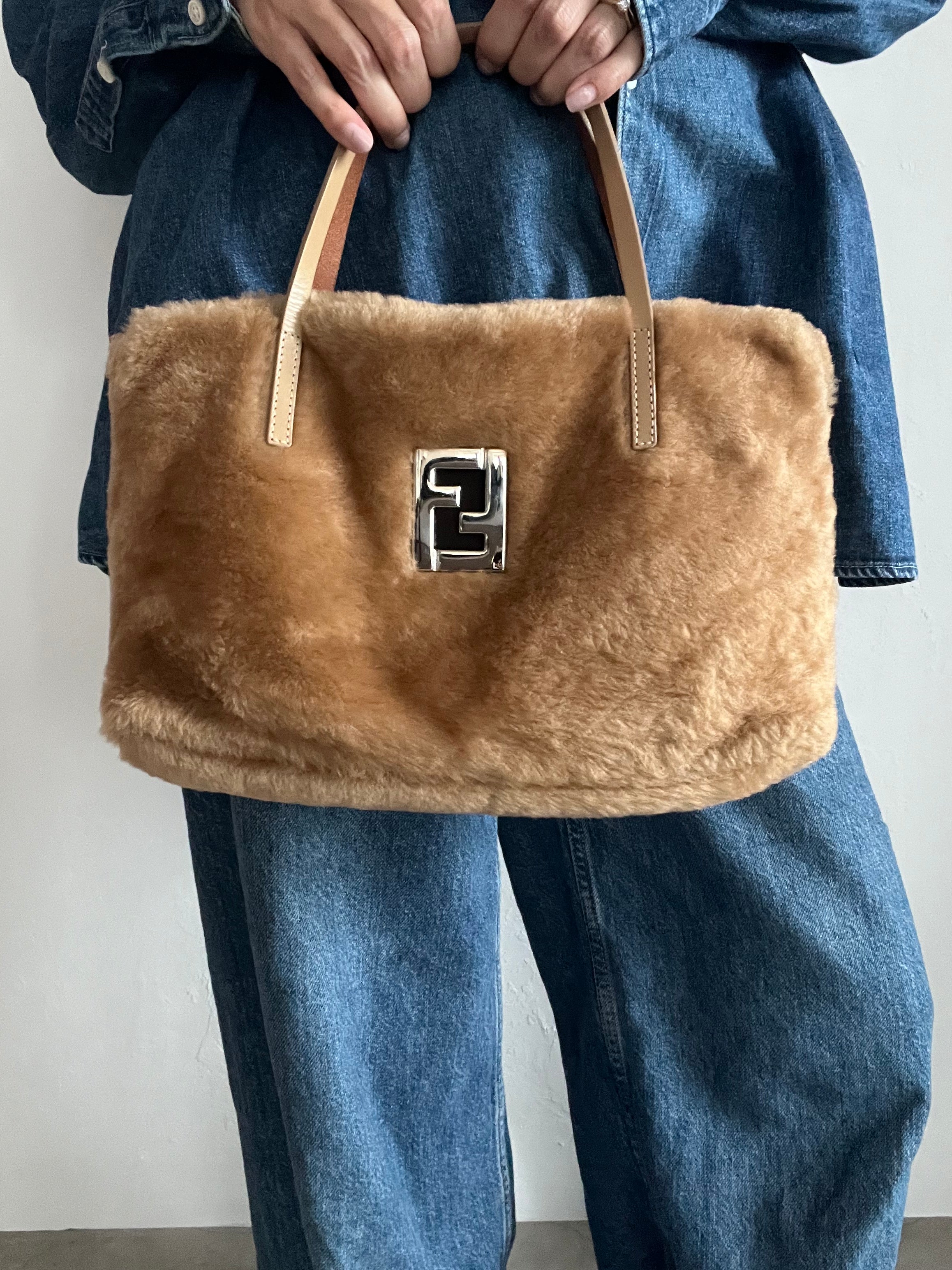 Faux Fur Boa FF logo Tote Bag