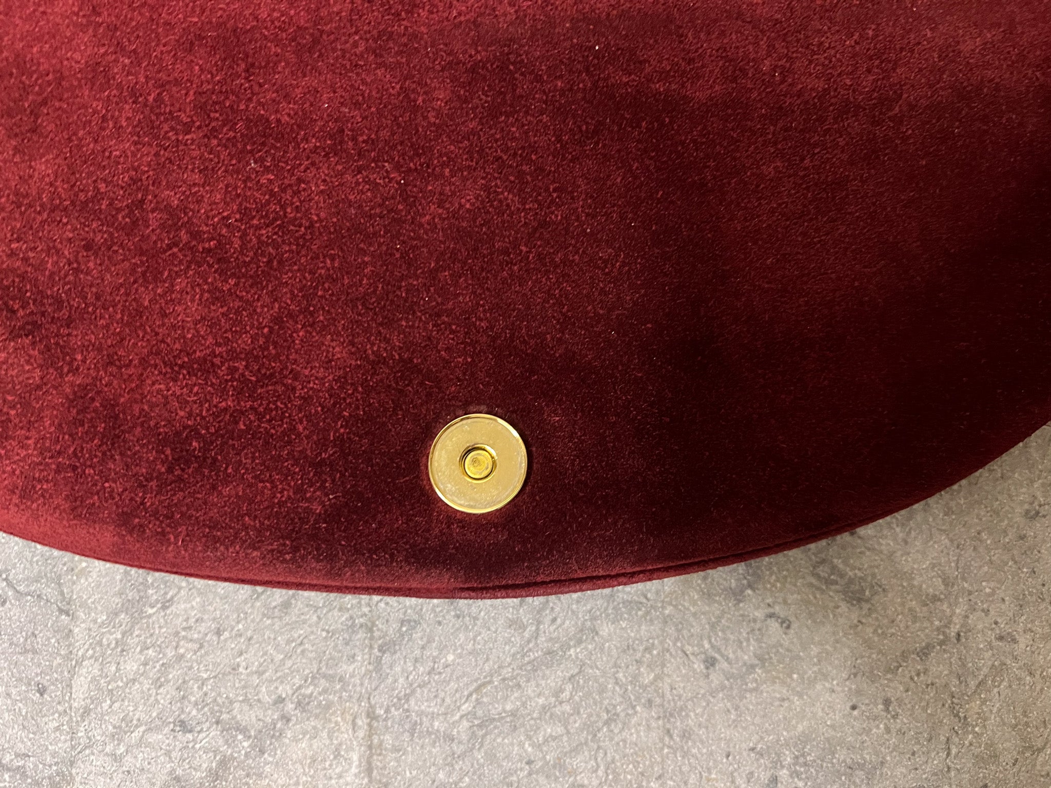 Suede Half Moon Clutch in Burgundy red