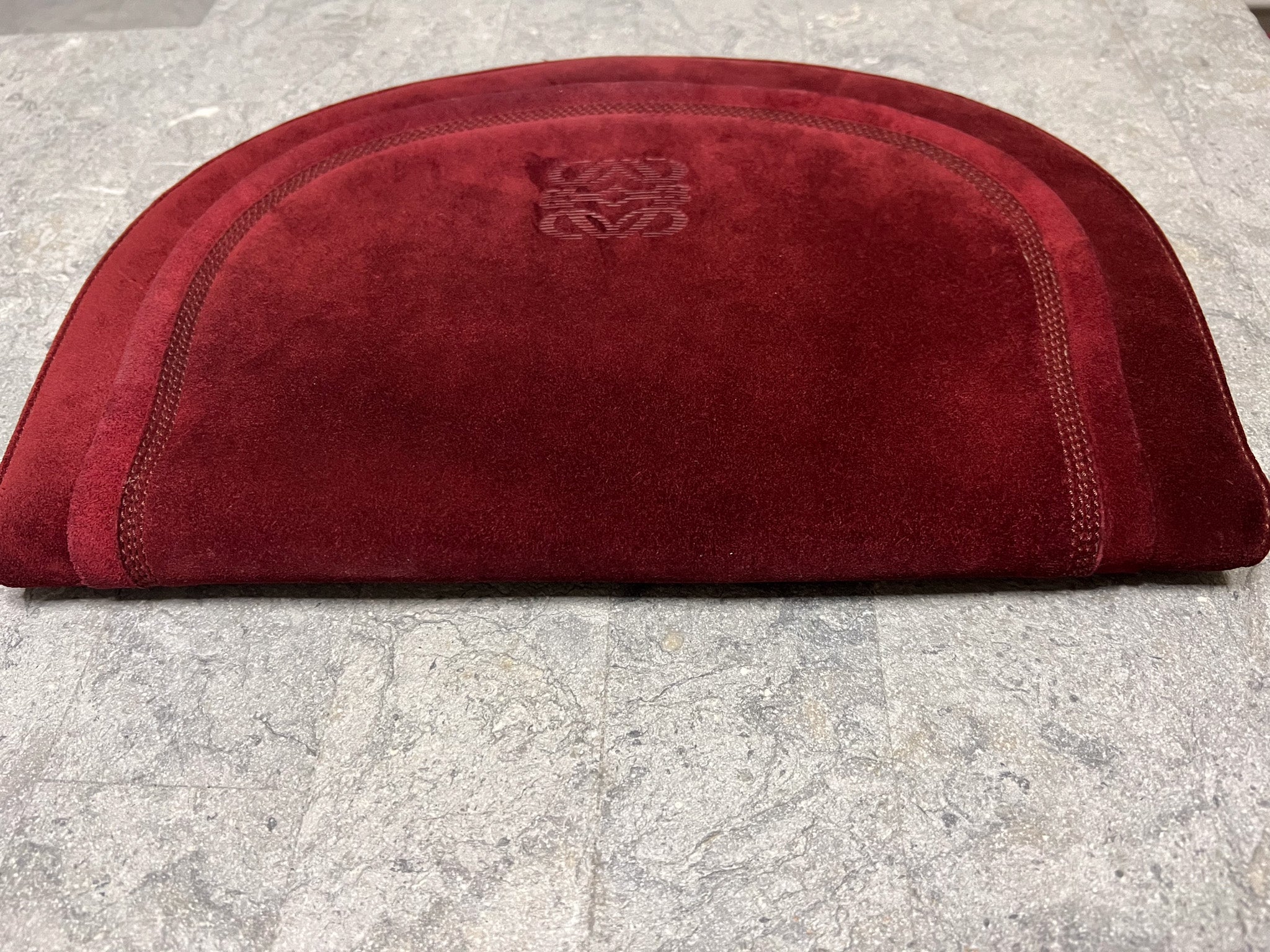 Suede Half Moon Clutch in Burgundy red
