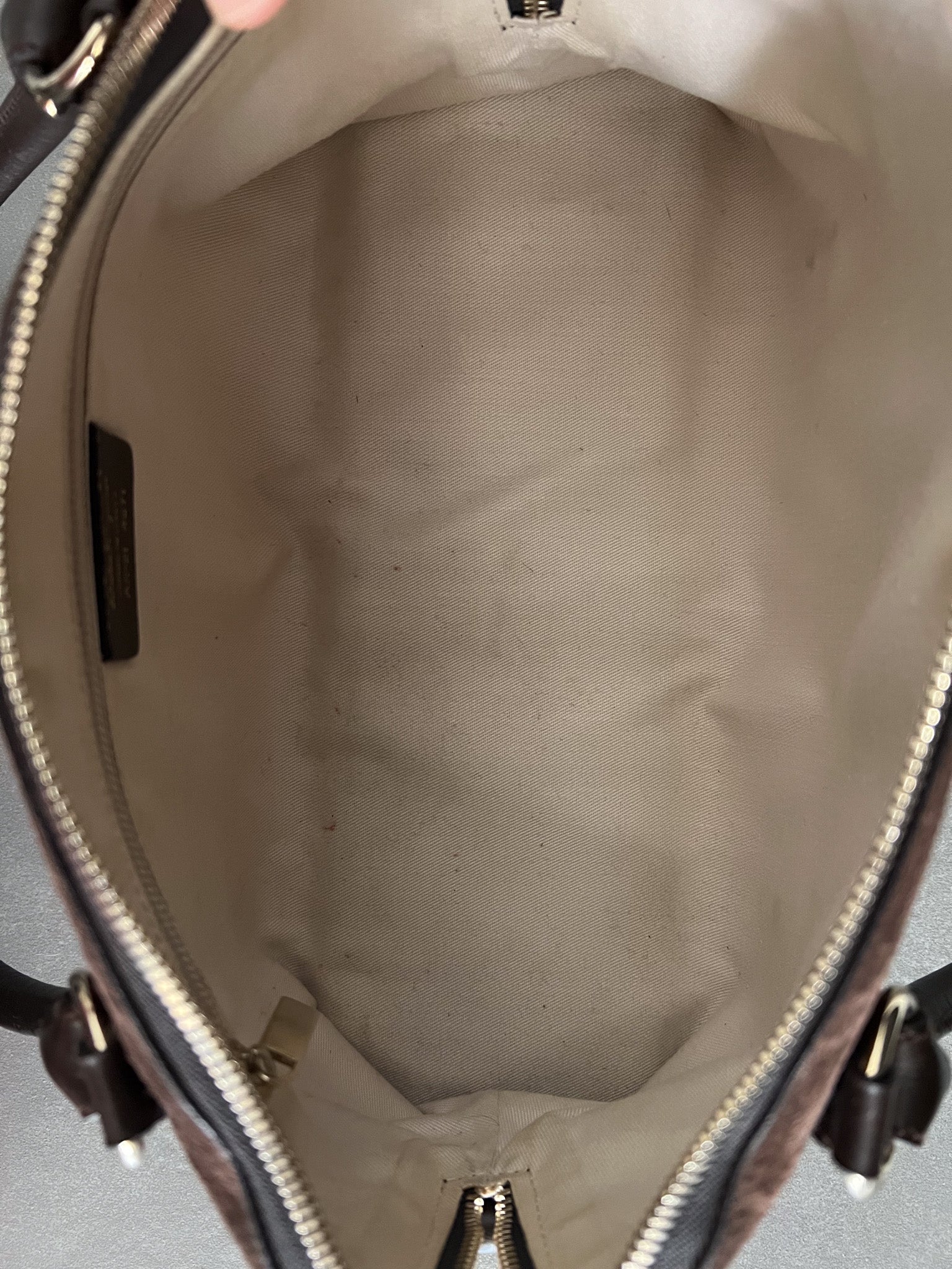 Belt-Buckle Suede Bag in Brown