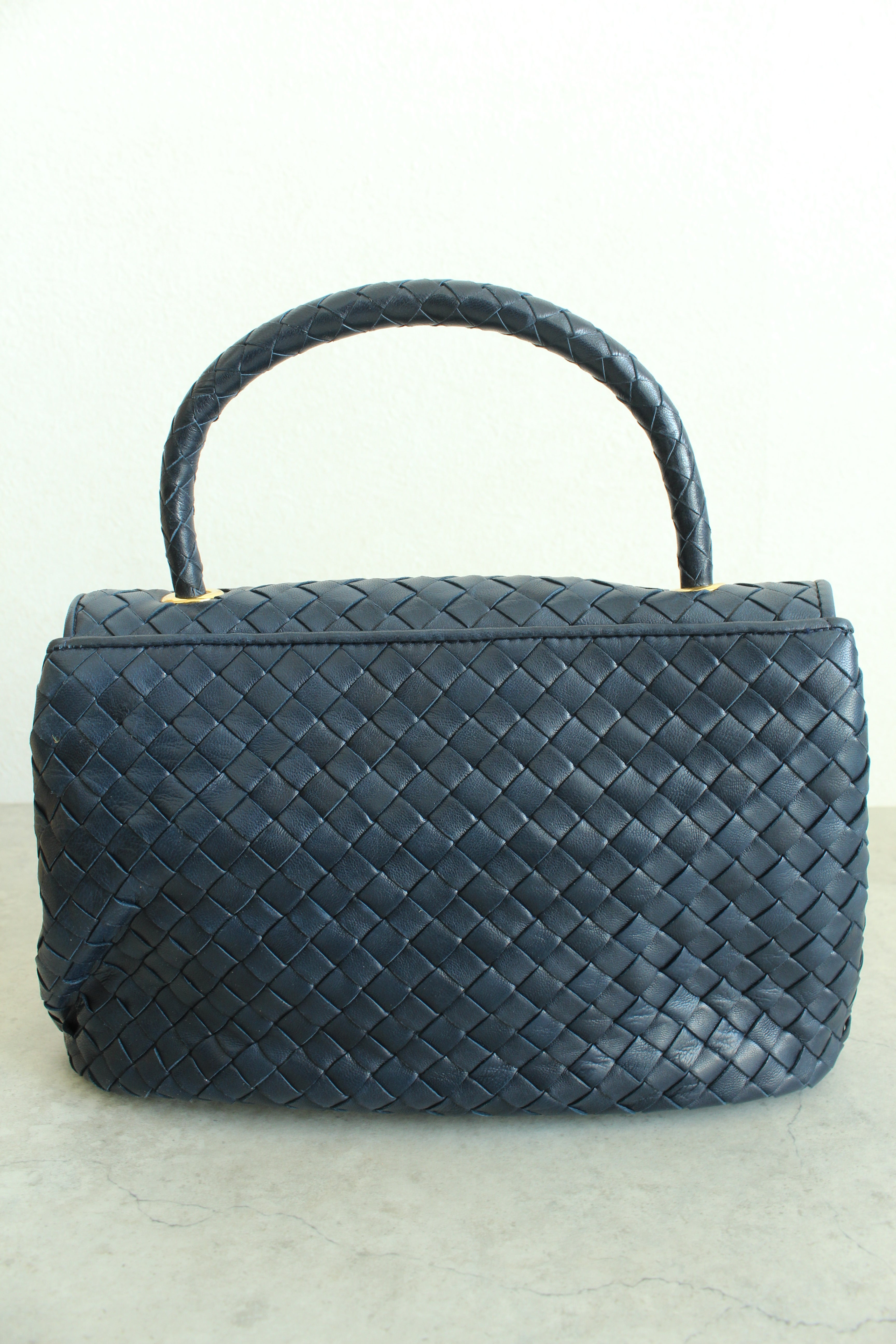 Intrecciato Top Handle bag in Navy
