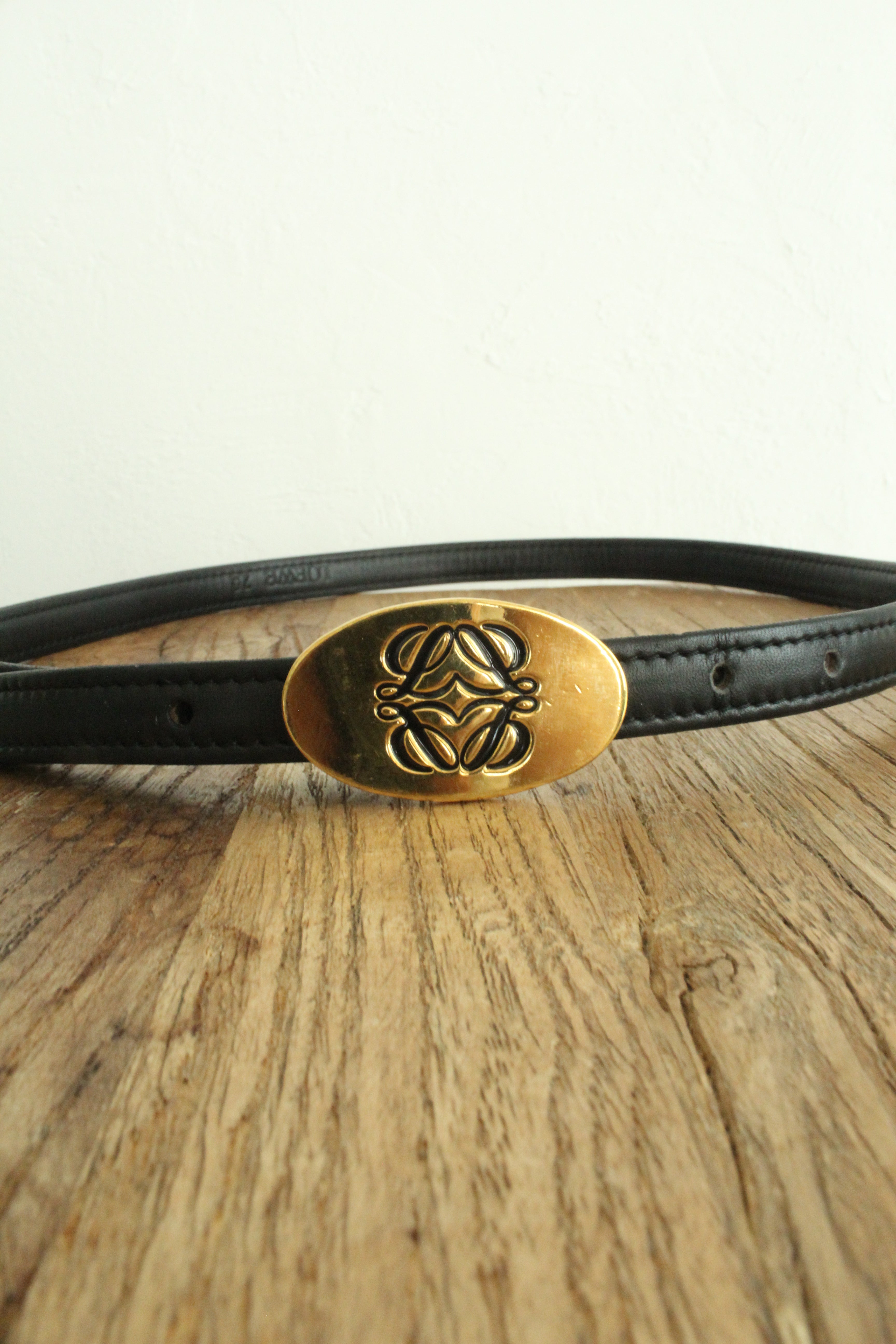 Black leather belt 75