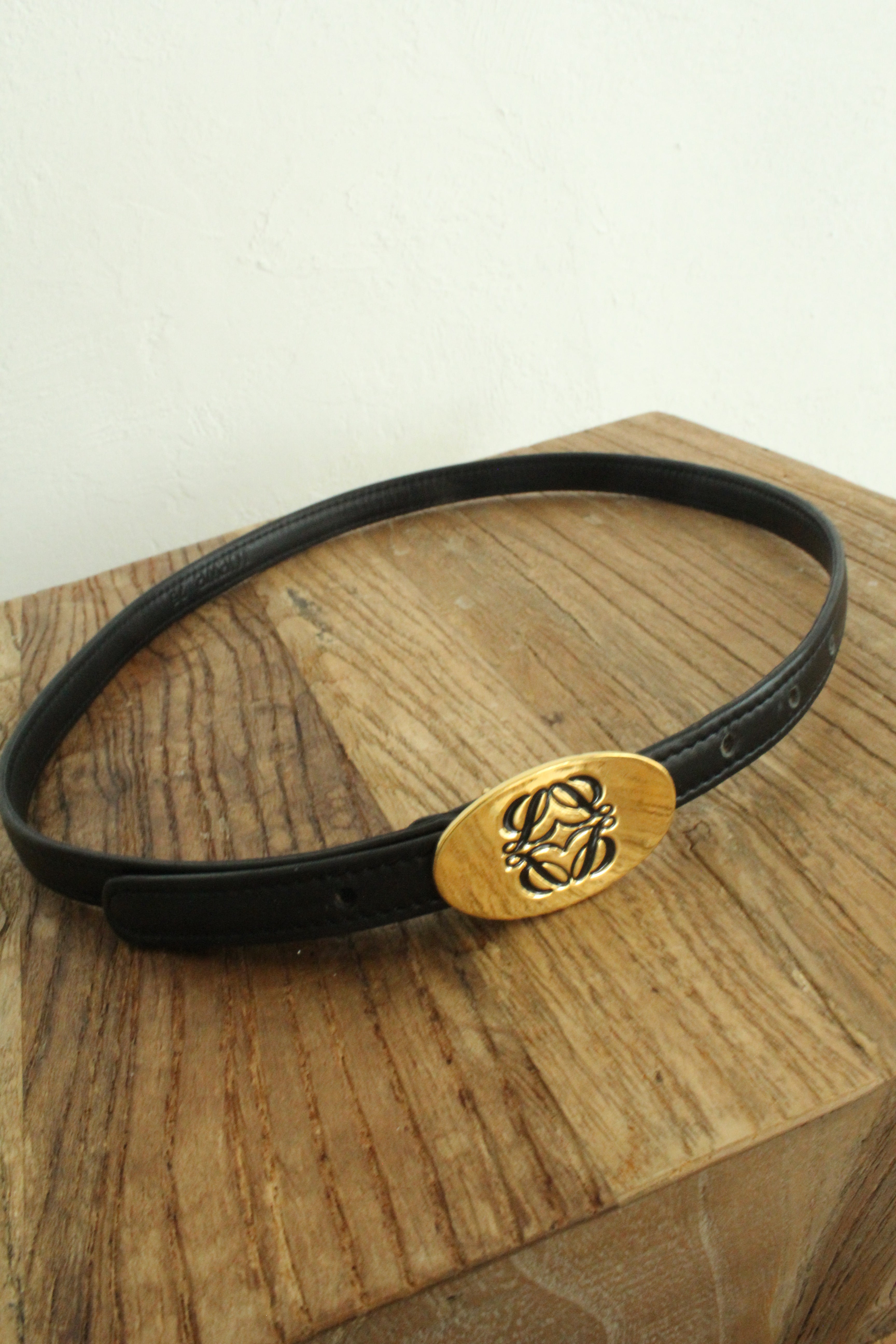 Black leather belt 75