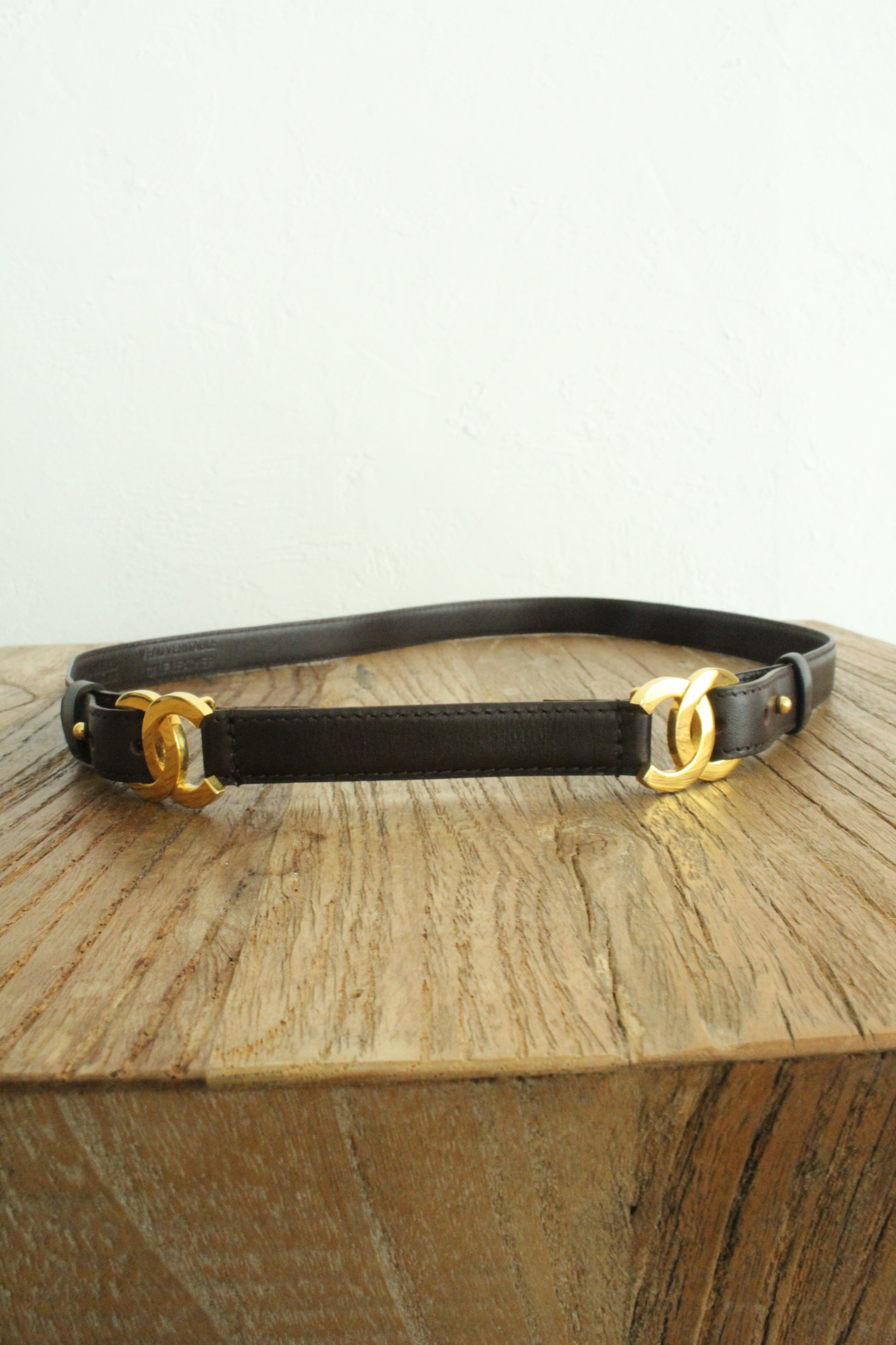 Coco mark Calf Leather in Dark brown belt 70