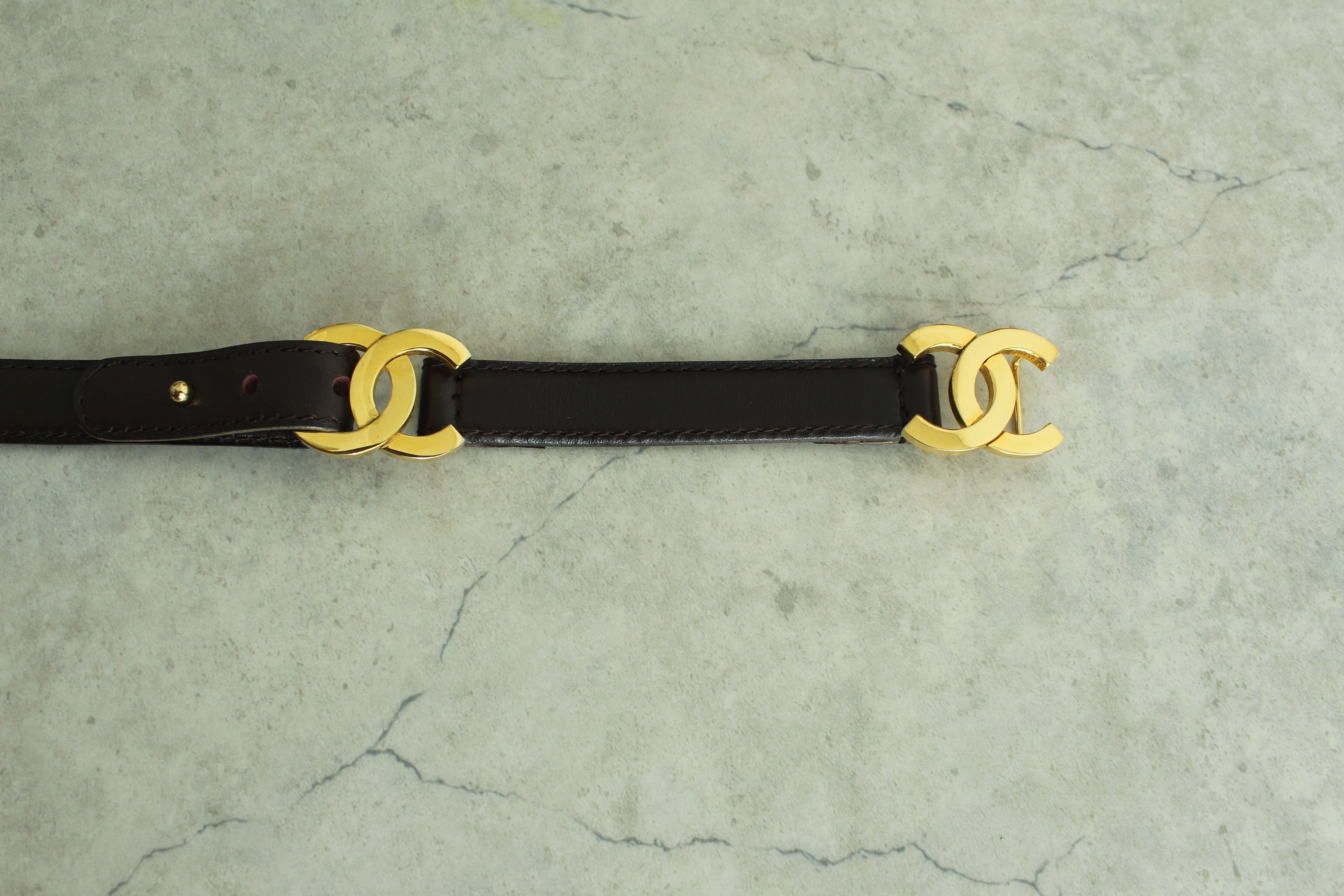Coco mark Calf Leather in Dark brown belt 70