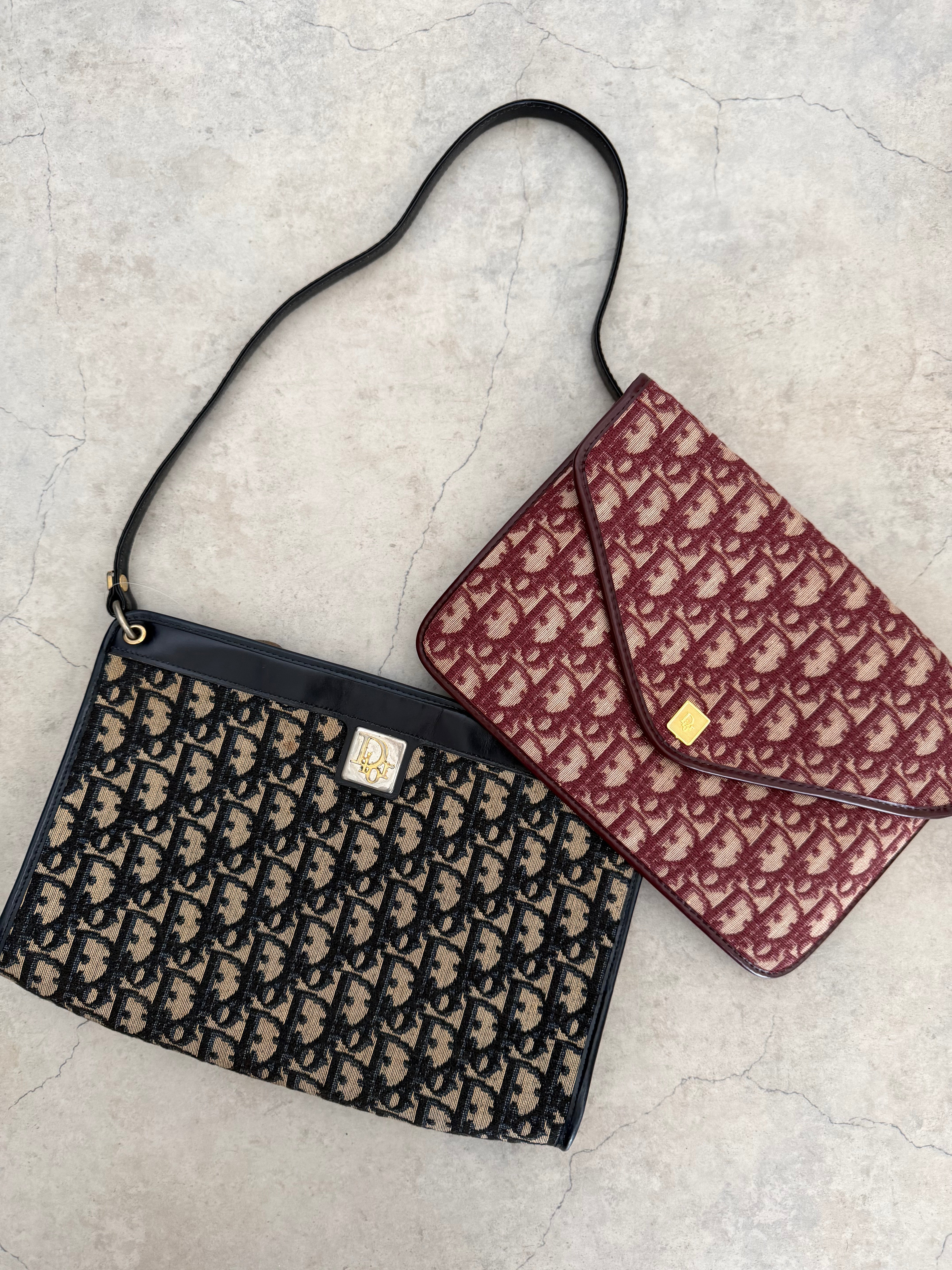 Trotter Monogram Canvas Shoulder Bag in Navy