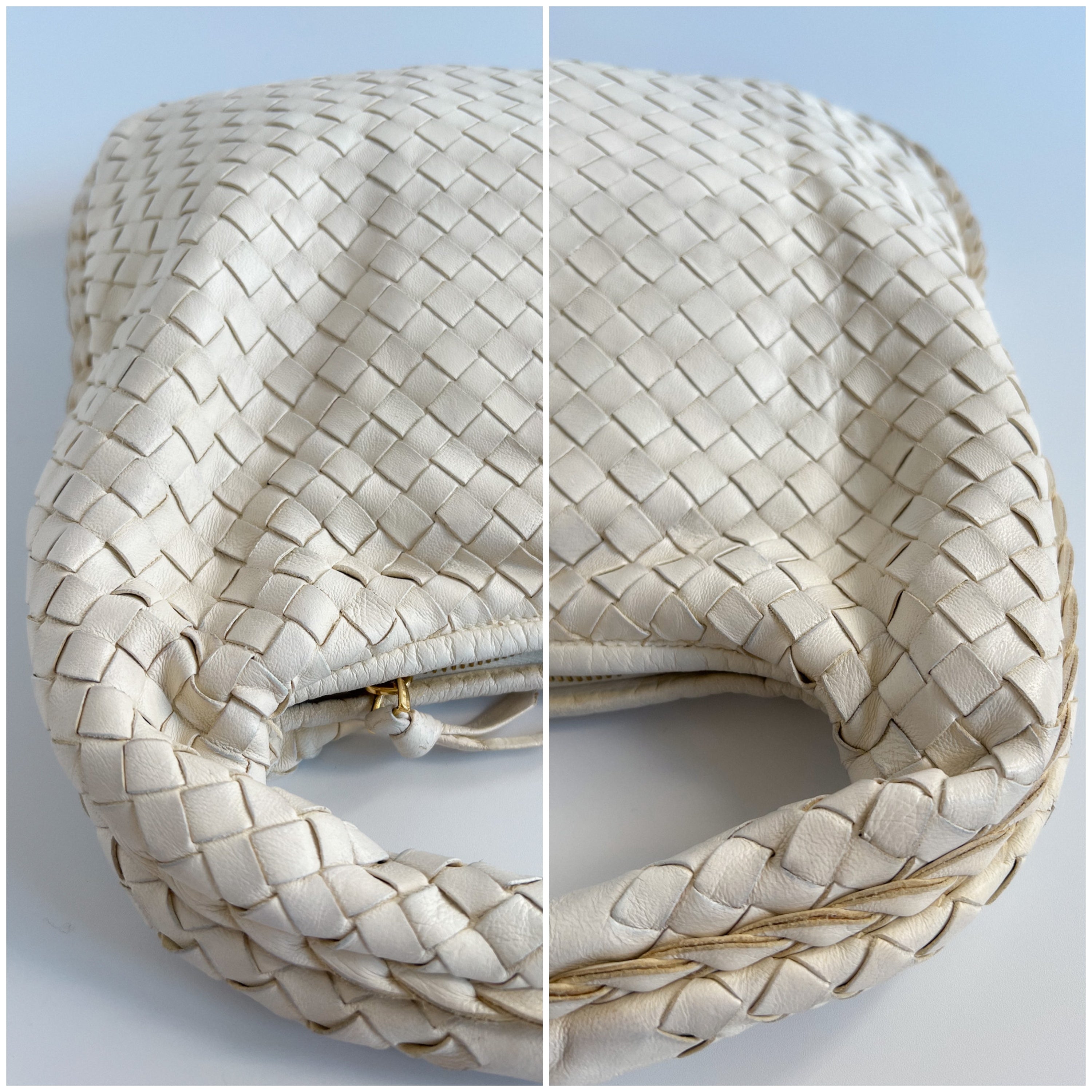Medium Intrecciato Hobo Bag in White