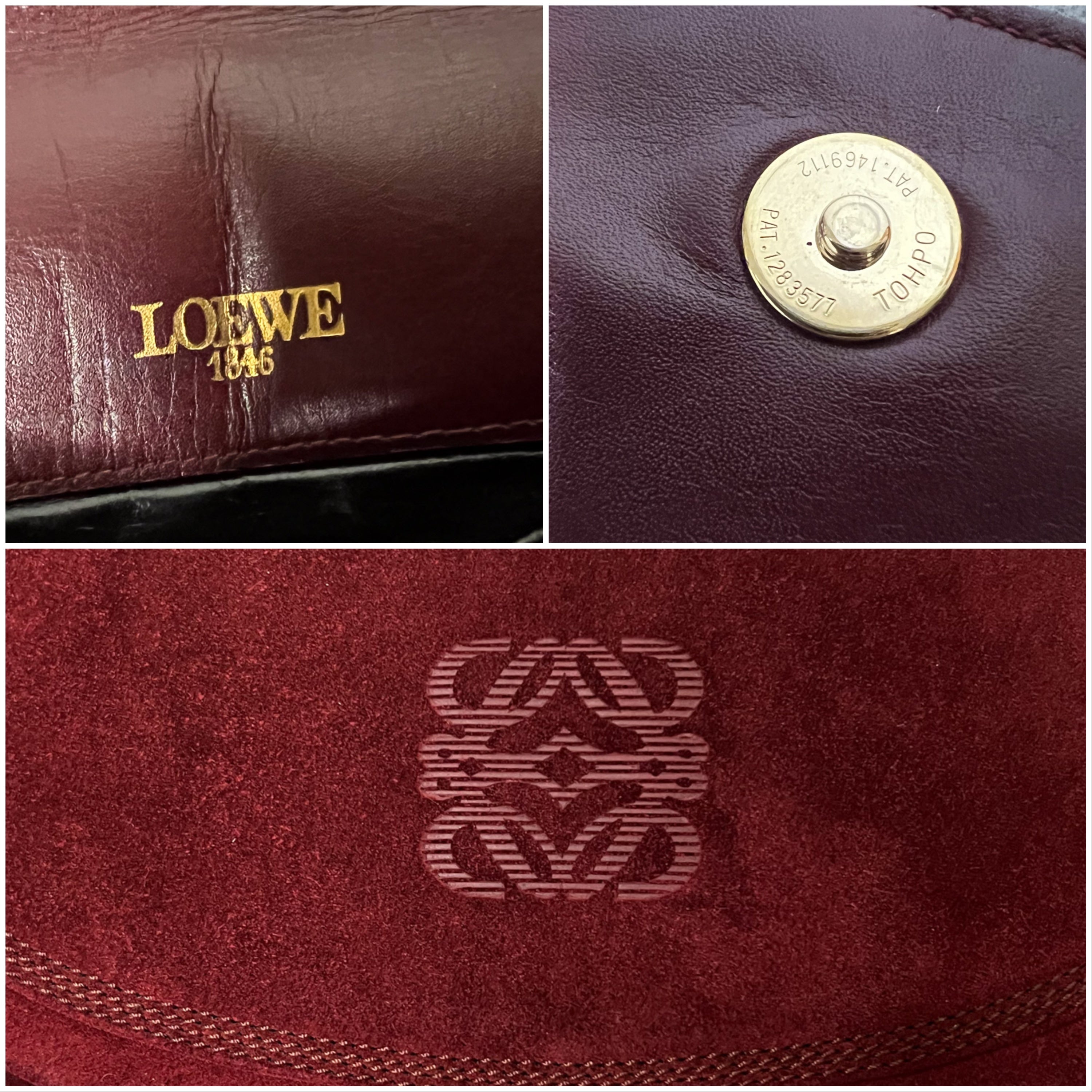 Suede Half Moon Clutch in Burgundy red