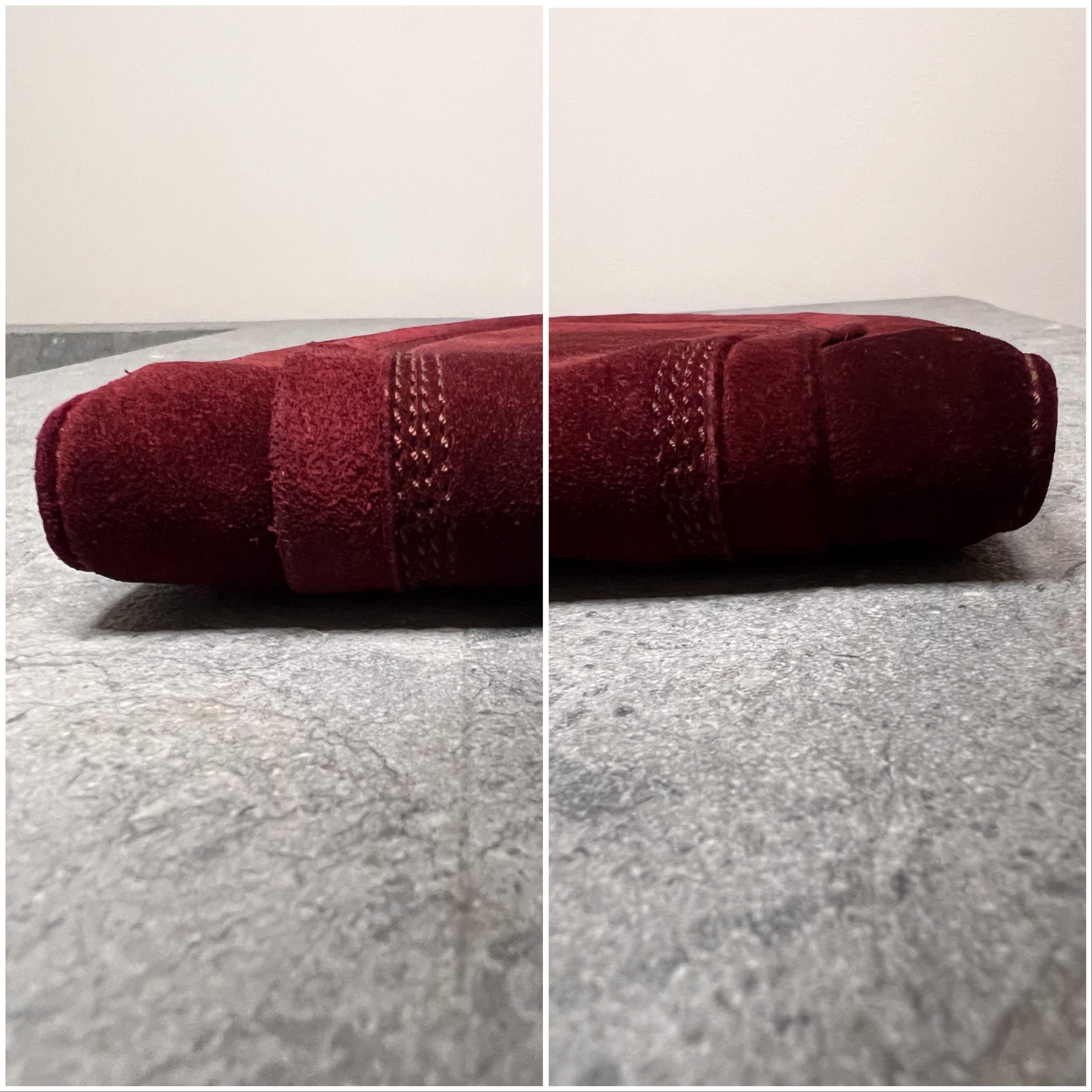 Suede Half Moon Clutch in Burgundy red