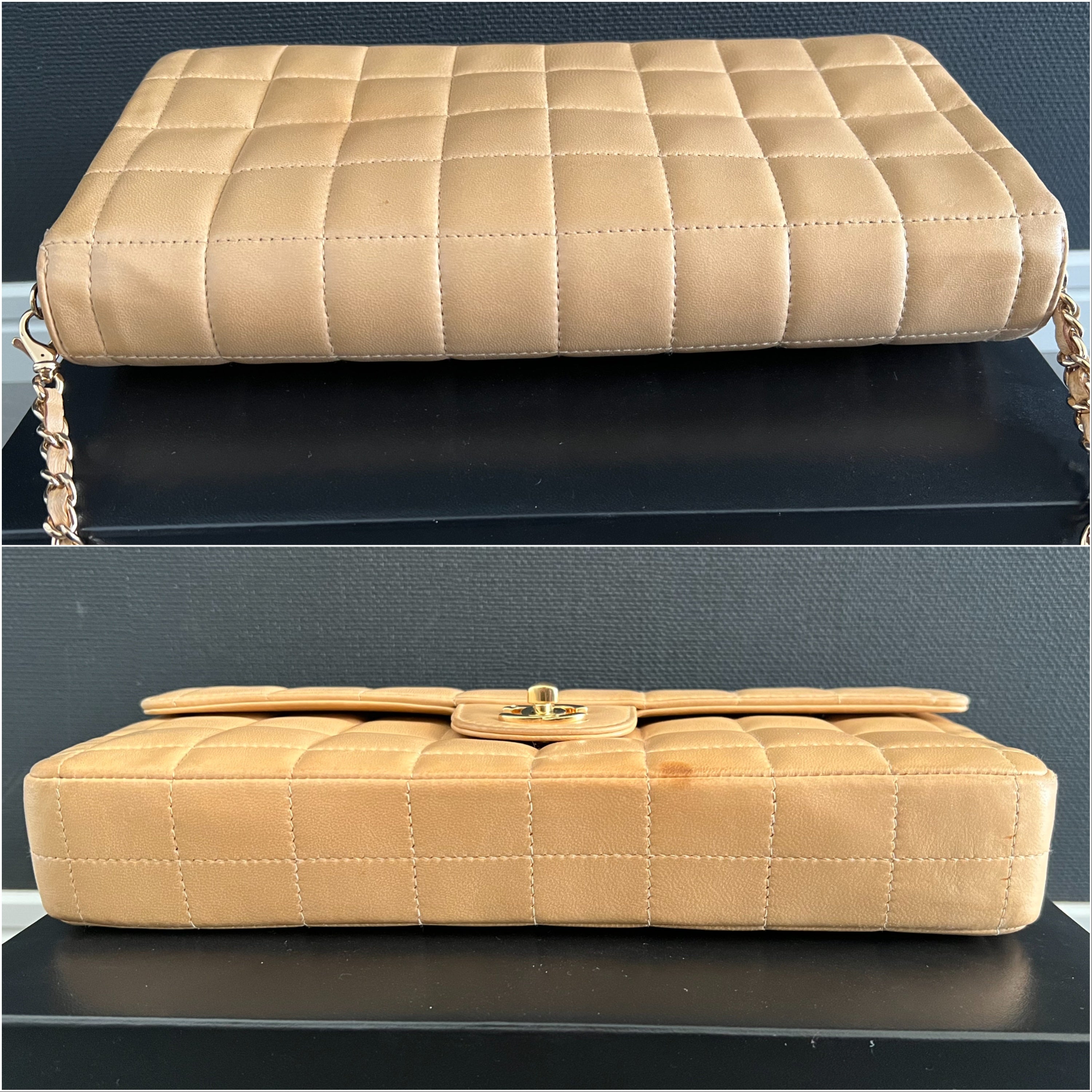 Lamb skin East West Chocolate Bar leather handbag